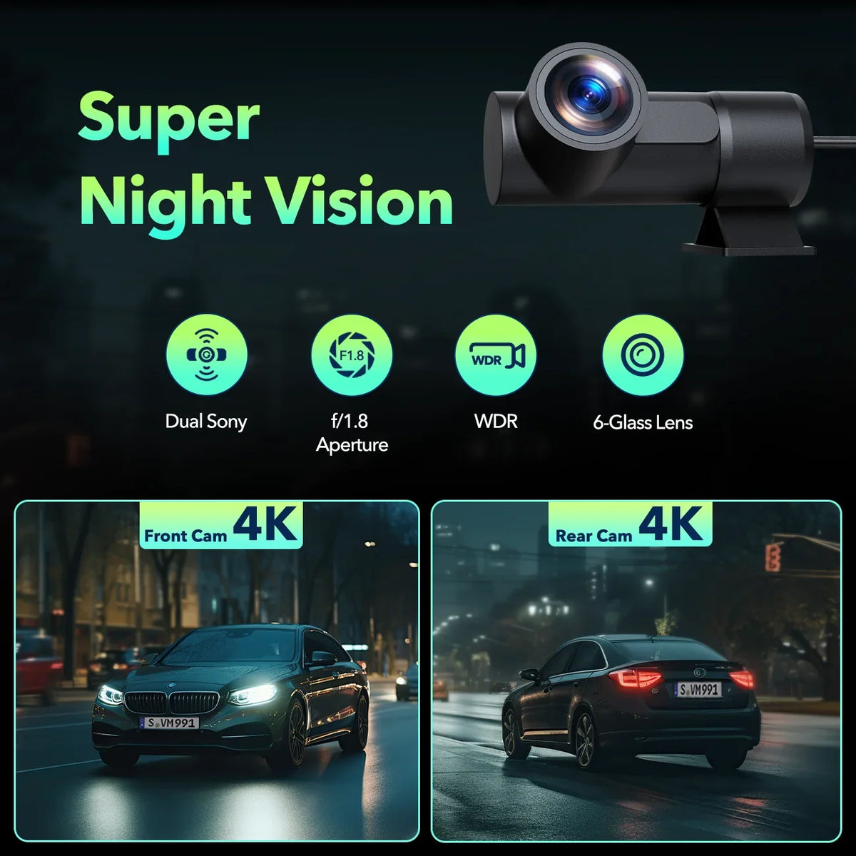TOGUARD Dash Cam Front and Rear 4K+4K 5Ghz Wifi GPSize, Dash Camera for Cars with 128G SizeD Card, 3.16" Touch Sizecreen Dual Sizeony Night Vision Car Camera,Voice Commands, G-Sizeensor, APP