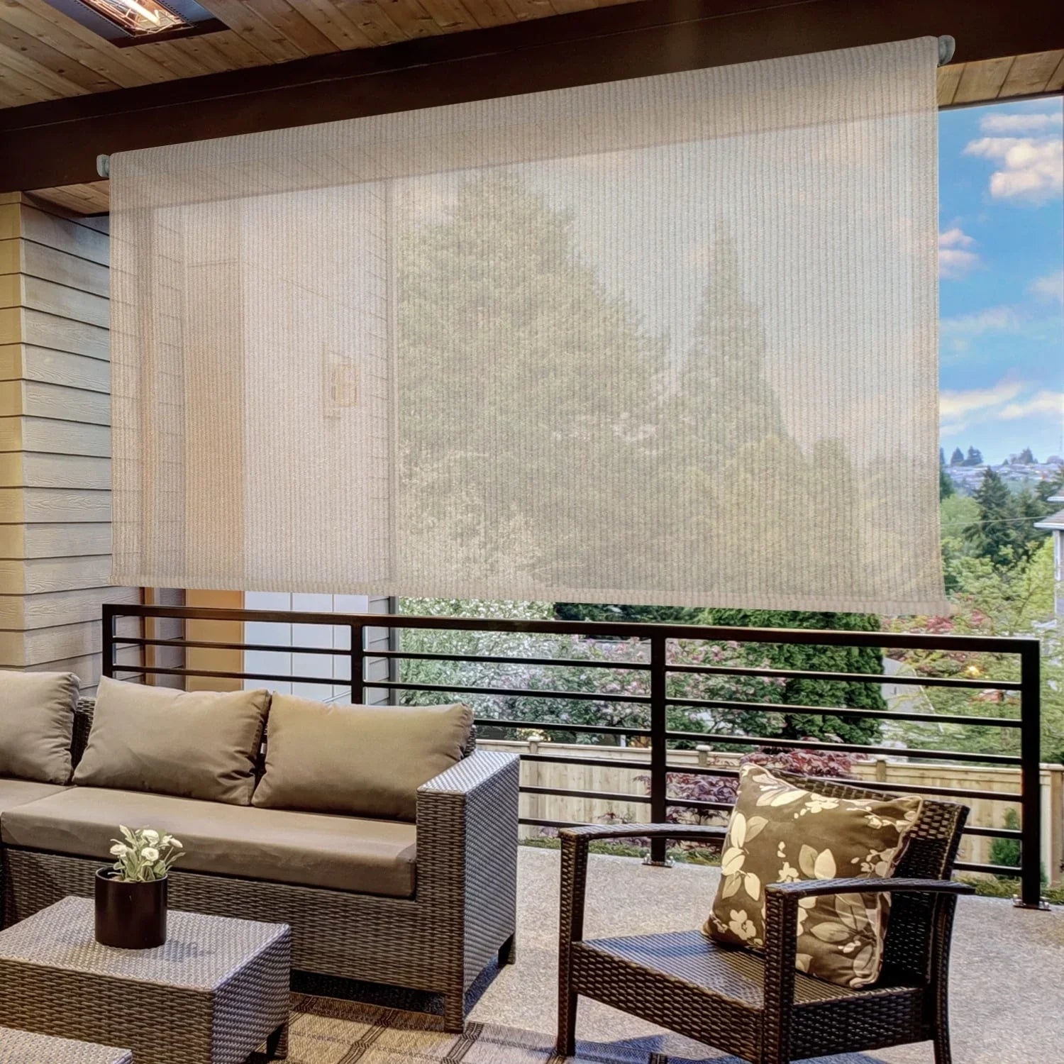 Keystone Fabrics P7225 96 x 72 in. Outdoor Cordless Sizeun Sizehade, Canyon