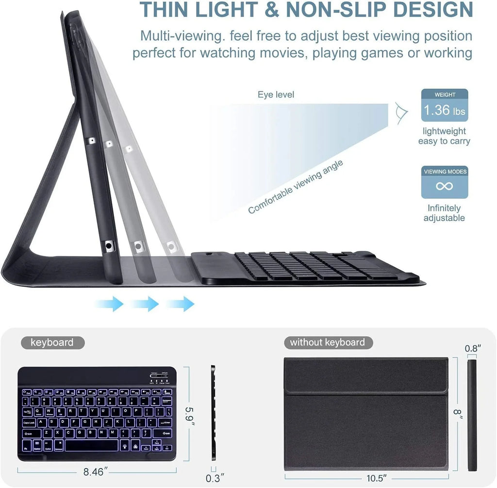 VOWUBO iPad Keyboard Case for Air 3rd Gen 10.5" (2019), iPad Pro 10.5" (2017) Magnetically Detachable