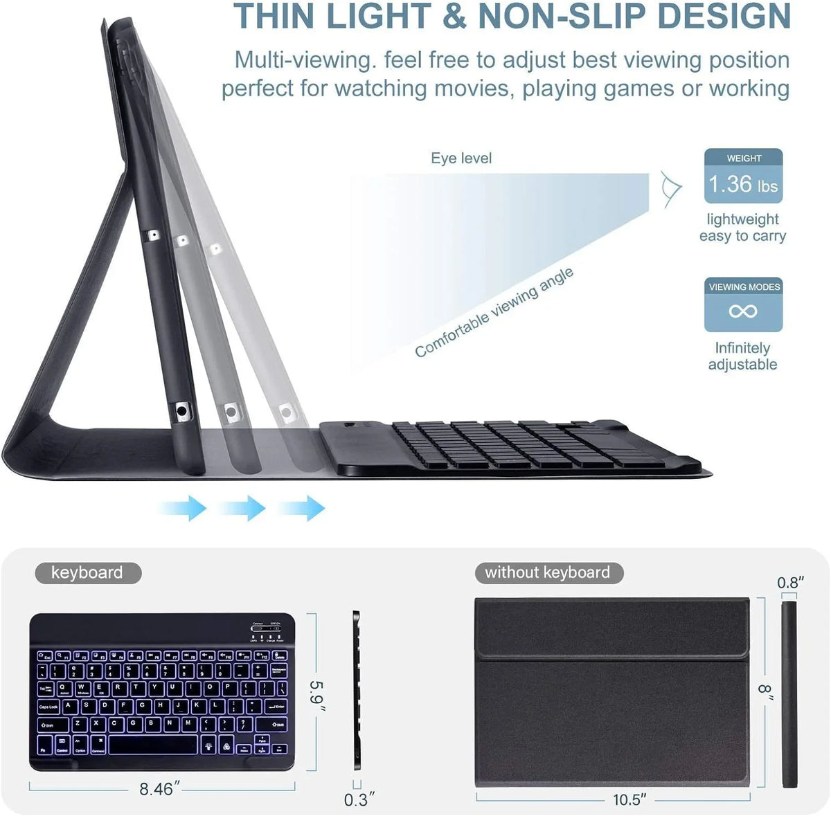 VOWUBO iPad Keyboard Case for Air 3rd Gen 10.5" (2019), iPad Pro 10.5" (2017) Magnetically Detachable