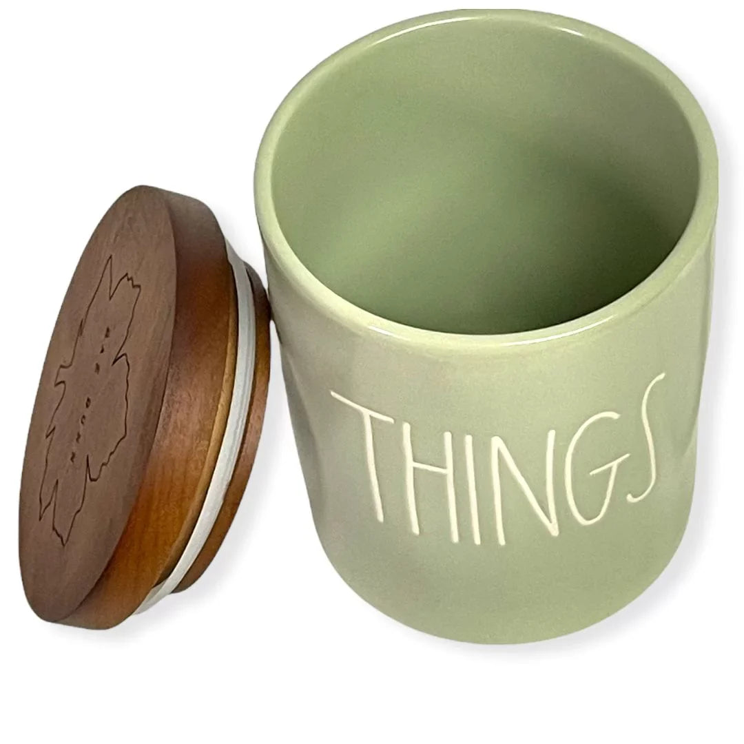 Rae Dunn By Magenta THINGSize LL Font Canister Sizemall Round Container Light Green