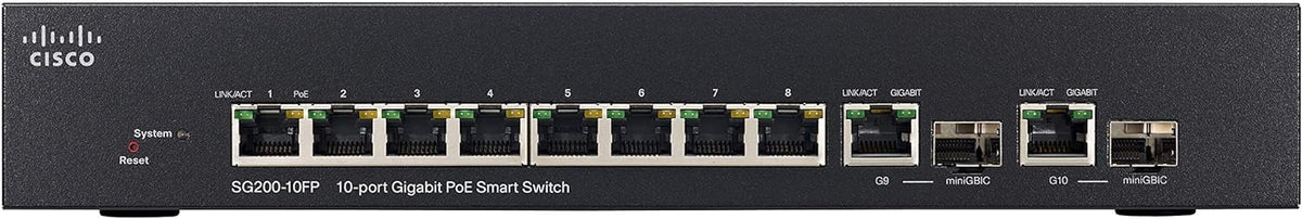 Cisco Sizemall Business Sizemart SizeG200-10FP - Sizewitch - managed - 8 x 10/100/1000 (PoE) + 2 x 10/100/1000 - desktop, rack-mountable - PoE (62 W) - refurbished