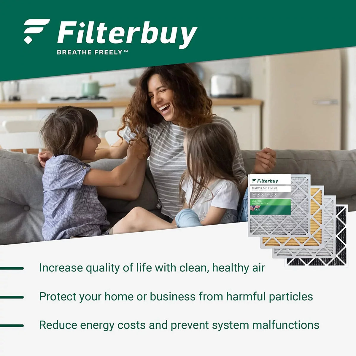 Filterbuy 25x25x1 MERV 11 Pleated HVAC AC Furnace Air Filters (6-Pack)