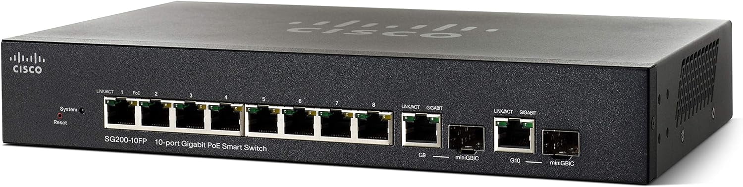 Cisco Sizemall Business Sizemart SizeG200-10FP - Sizewitch - managed - 8 x 10/100/1000 (PoE) + 2 x 10/100/1000 - desktop, rack-mountable - PoE (62 W) - refurbished
