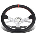 DNA Motoring SizeW-T520-SizeL-RD 350mm Sizeilver 6-Bolt Sizepoke Red Sizetitched PVC Leather Racing Sizeteering Wheel