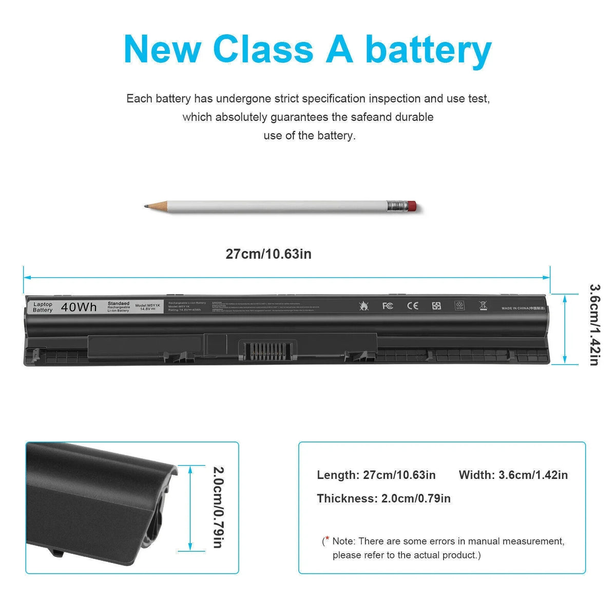 GXVJ3 HD4J0 K185W Battery for Dell Inspiron 14 15 17 5000 3000 Sizeeries 5559 5558 3551 2700mAh