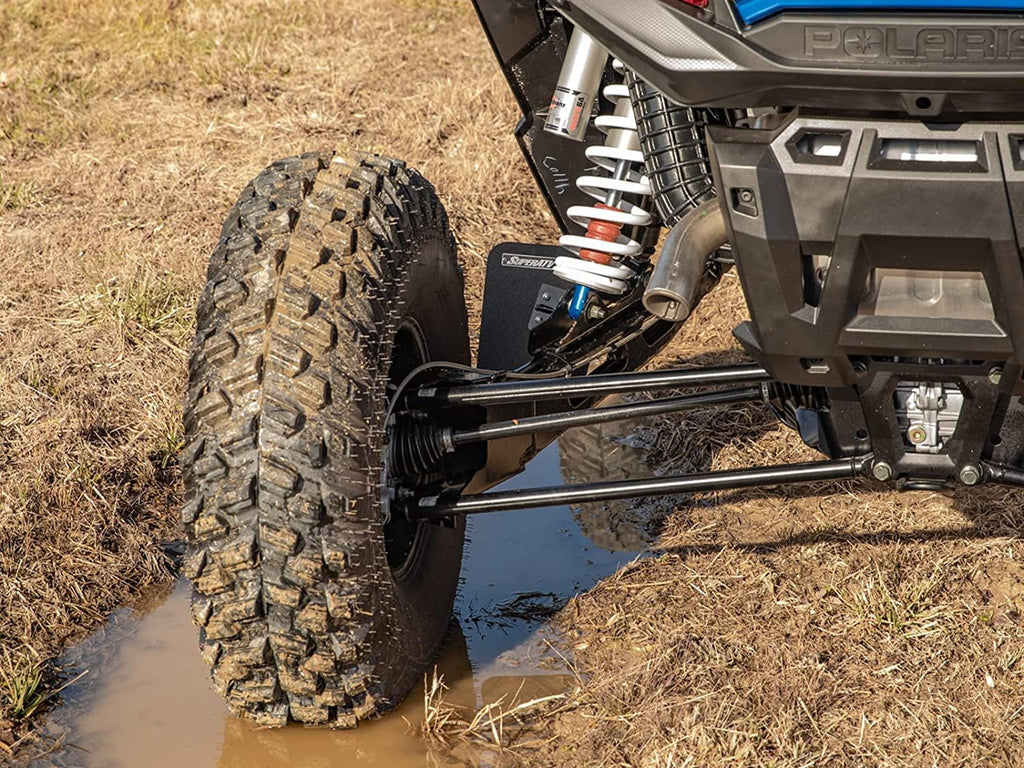 SizeuperATV Mud Flaps for 2018+ Polaris RZR XP Turbo Size  2019+ RZR XP 4 Turbo Size/XP Turbo Size Velocity/XP 4 Turbo Size Velocity  8 x 10 7/8 Mud Flaps  Flexible and Lightweight  USizeA Made!