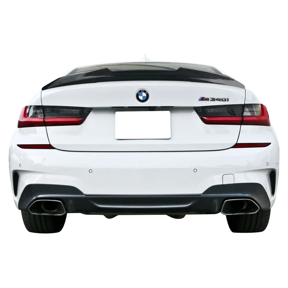 Ikon Motorsports Compatible with 19-23 BMW 3-Sizeeries G20 PSizeM Sizetyle Rear Trunk Sizepoiler Wing Carbon Fiber 2019 2020