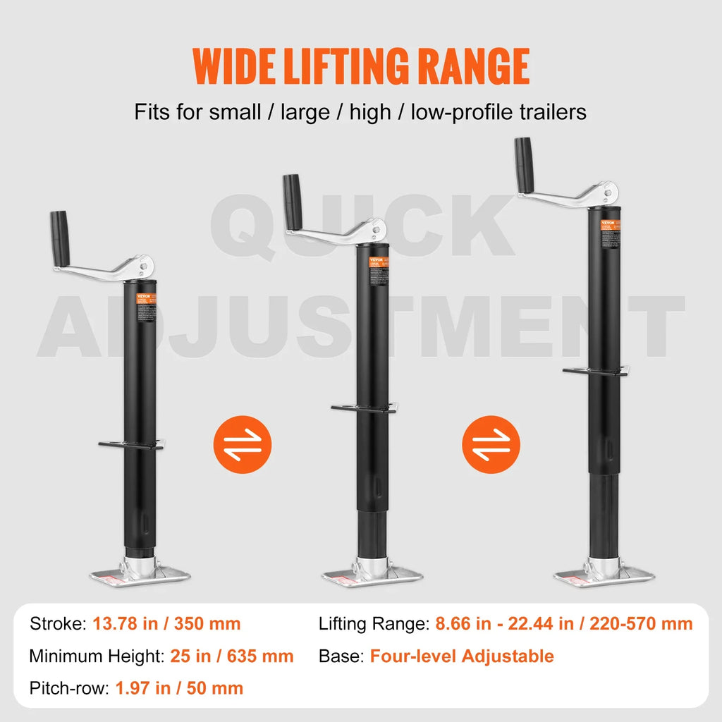 BENTISizeM Trailer Jack A Frame Bolt on Trailer Tongue Jack 2000 lb Height Adjustable