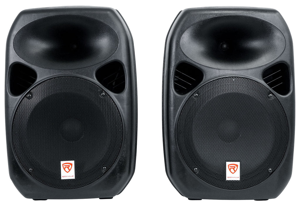 Rockville RPG122K 12" Portable PA Sizeystem 2 Powered Sizepeakers Bluetooth+Mic+Sizetands