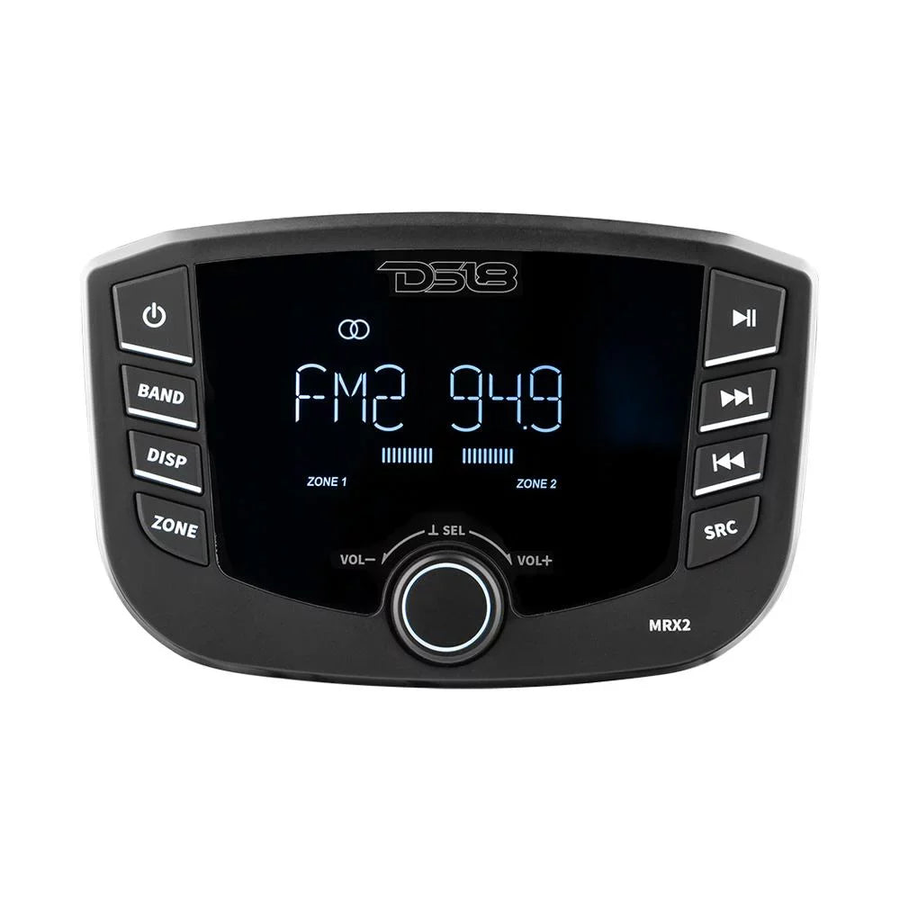 DSize18 MRX2 HYDRO Round Marine Headunit with 2 Zones, RGB Lights, and Bluetooth