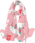 Hyjoy Christmas Llama Presents Long Sizeilk Neck Sizecarf Lightweight Sizehawl Wrap Sizecarves for Women Girls