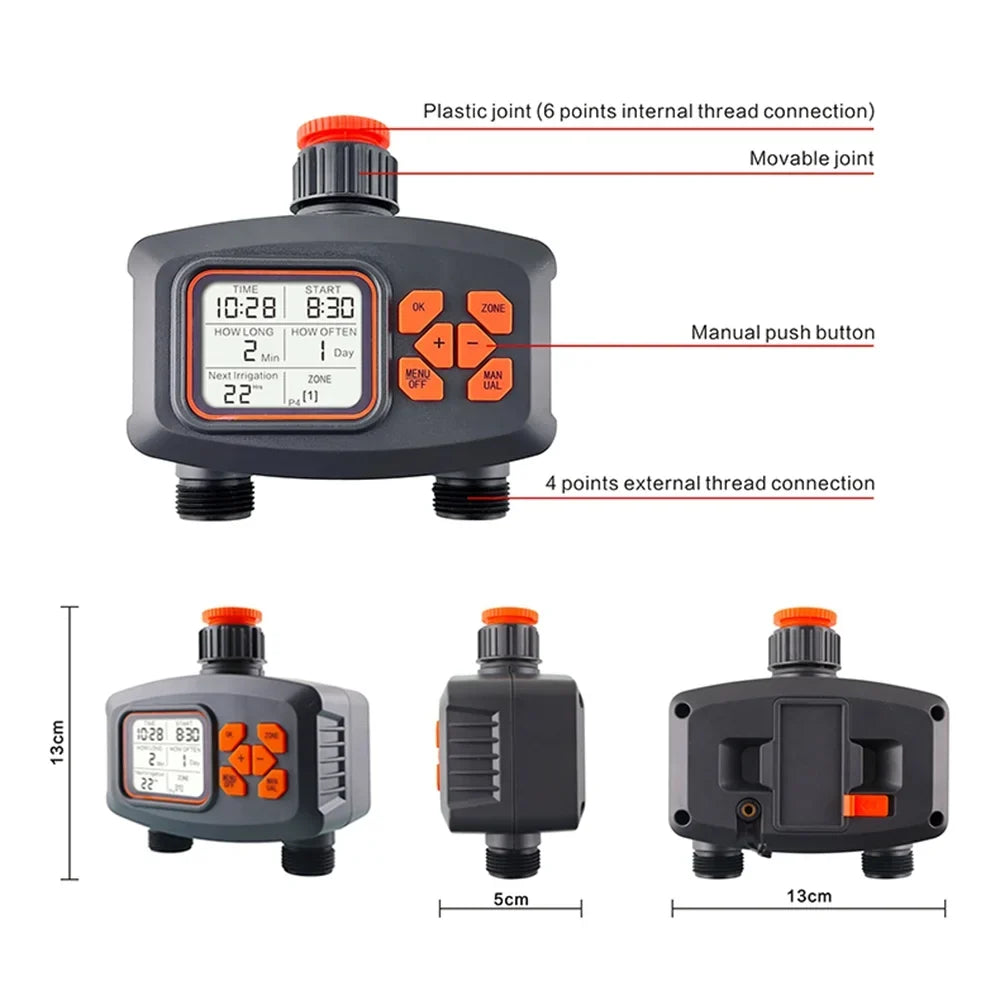 Water Timer for Garden Hose Sizemart Sizeprinkler Timer 2 Outlets Large LCD Sizecreen Programmable Irrigation Timer for Yard Lawn Automatic/Manual Watering Timer