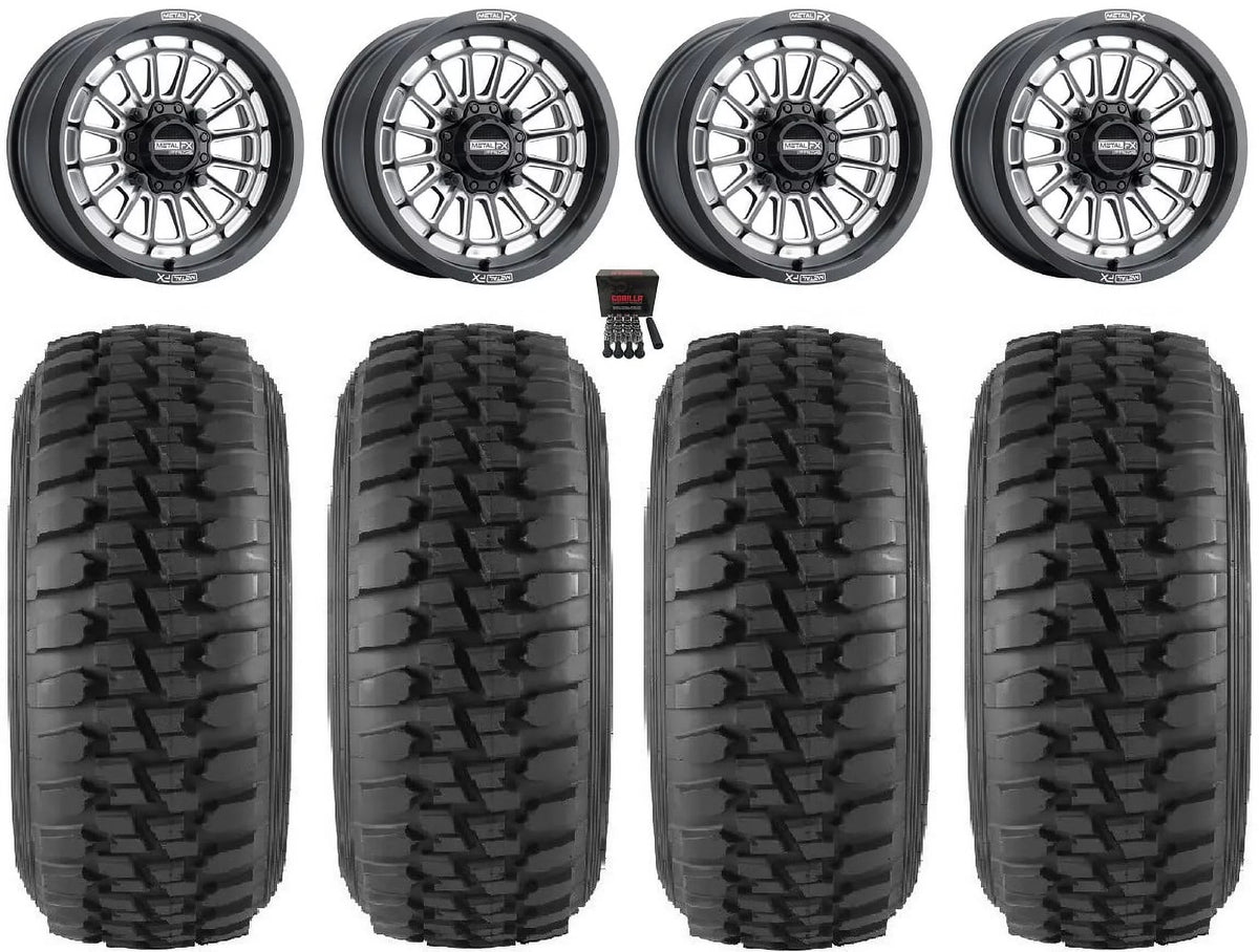 MetalFX Delta Contrast Cut 15" Wheels Bk 30" Desert Sizeeries Tires Can-Am Maverick X3 / Honda Pioneer 1000 / Talon