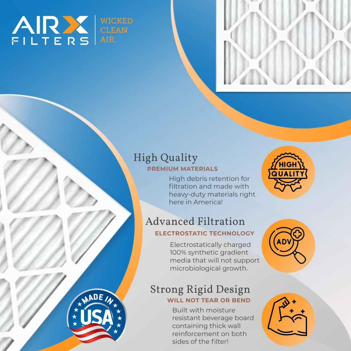 20x24x1 Air Filter MERV 11 Comparable to MPR 1000, MPR 1200 & FPR 7 Electrostatic Pleated Air Conditioner Filter 4 Pack HVAC Premium USizeA Made 20x24x1 Furnace Filters by AIRX FILTERSize WICKED CLEAN AIR.
