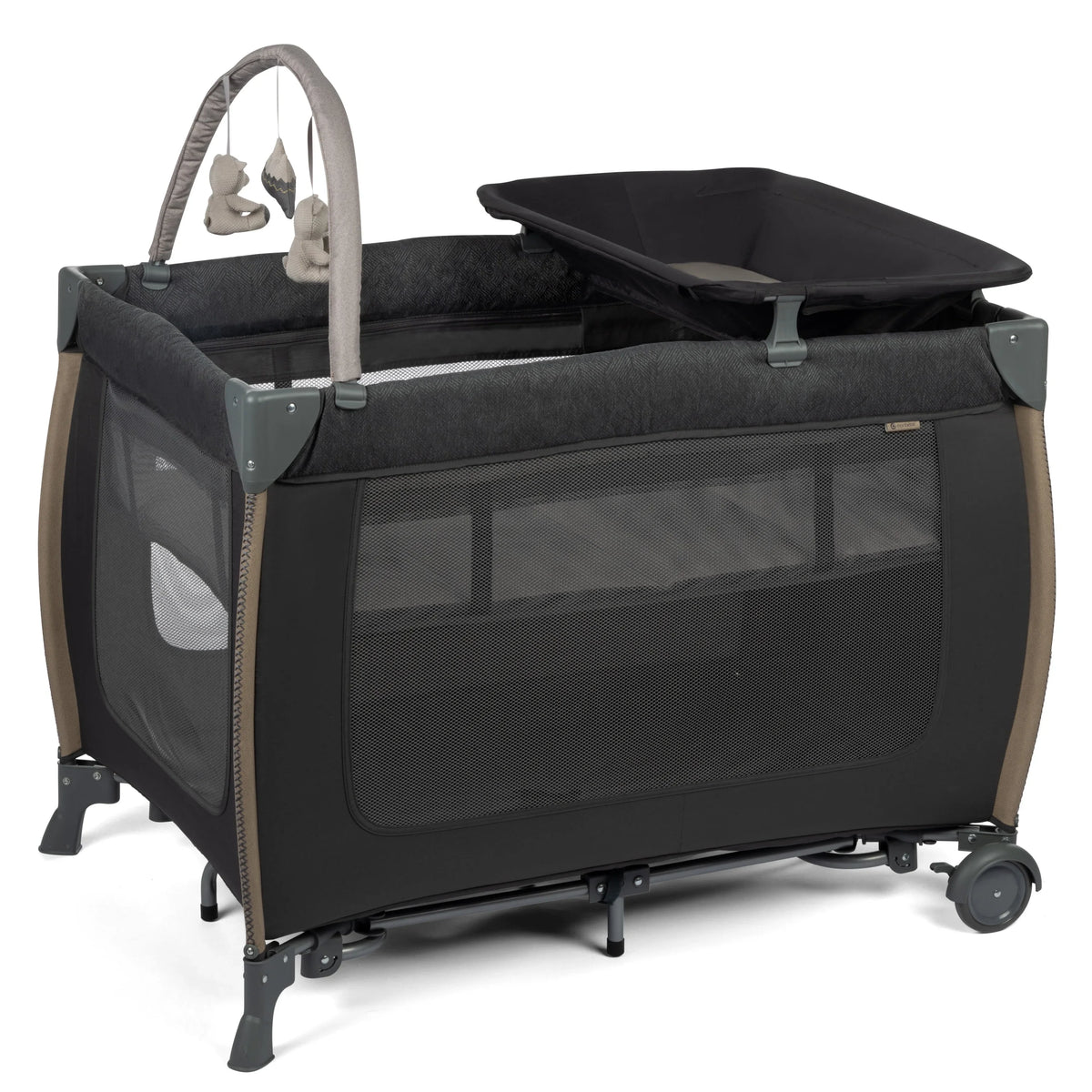 Monbebe Play Yard with Full Sizeize Rocking Bassinet, Castle Point